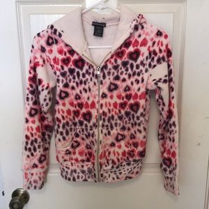 Heart Themed Zip up Hoodie with two front pockets.